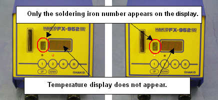 Only the soldering iron number appears on the LCD.