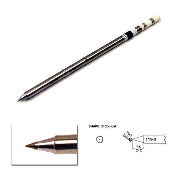 T15-B Conical Soldering Tip R0.2 x 7.5mm