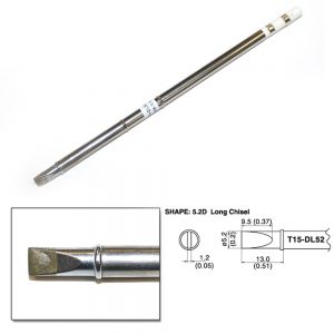 T15-DL52 Long Chisel Soldering Tip 5.2mm x 9.5mm x 13mm