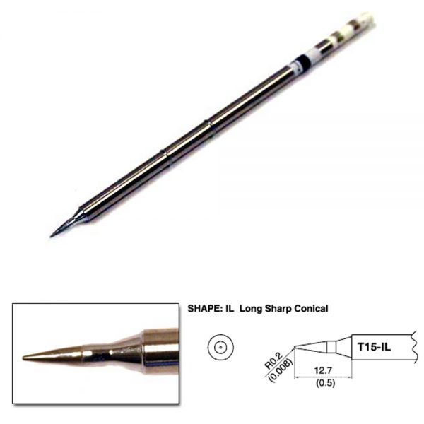 T15-IL Conical Soldering Tip R0.2mm x 12.7mm