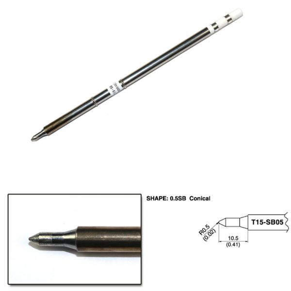 T15-SB05 Conical Soldering Tip R0.5 x 2.5mm x 10.5mm