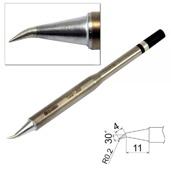 T22-J02 Angled Soldering Iron Tip R0.2/30° x 11mm