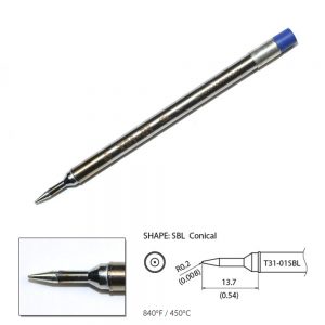 T31-01SBL Conical Soldering Tip R0.2 x 13.7mm 450°C