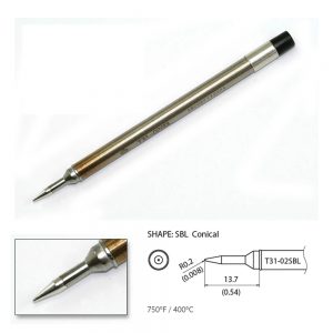 T31-02SBL Conical Soldering Tip R0.2 x 13.7mm 400°C