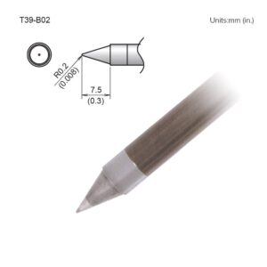 T39-B02 Soldering Iron Tip Conical Shape R0.2 x 7.5