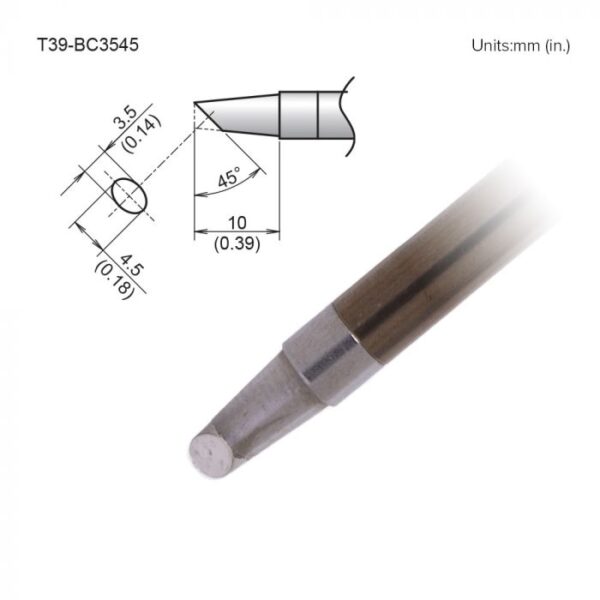 T39-BC3545 soldering iron tip with drawing.