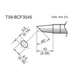 T39-BCF3545 soldering iron tip diagram.