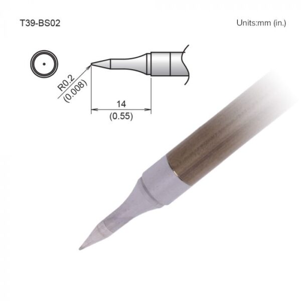 T39-BS02 soldering iron tip with diagram.