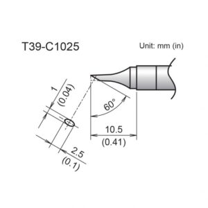 T31-03JL02 Angled Soldering Tip R0.2mm/30° x 7.2mm x 8mm 350°C