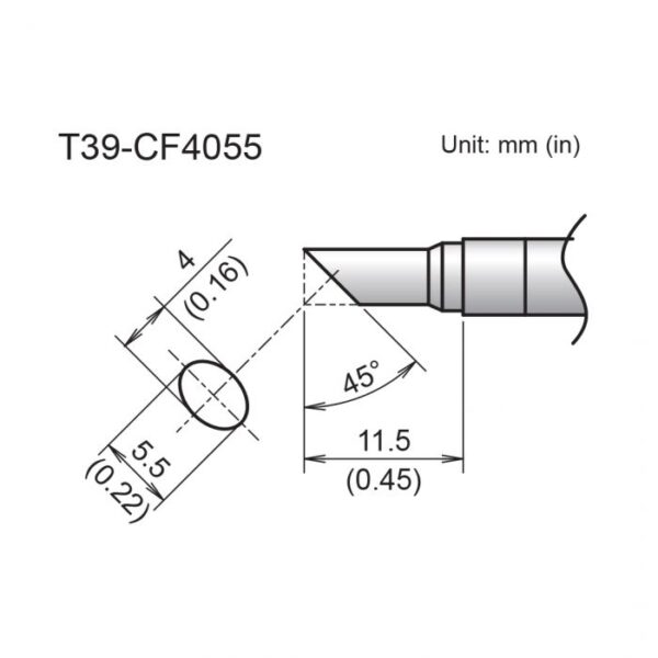 T39-CF4055 soldering iron tip diagram.