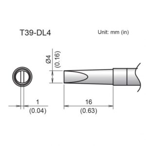 T39-DL4 soldering iron tip diagram.