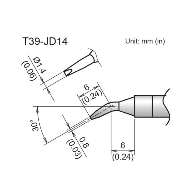 T39-JD14 soldering iron tip diagram.