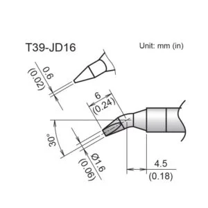 T39-JD16 Soldering Iron Tip - Bent