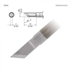 Here's an 8-word alt tag for the image: Soldering iron tip T39-K, 45-degree chisel.