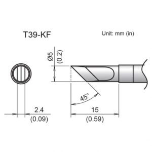 T39-KF soldering iron tip diagram.