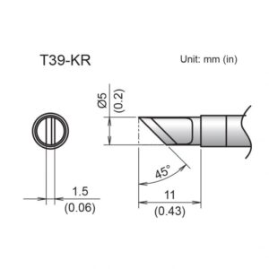 T39-KR soldering iron tip diagram.