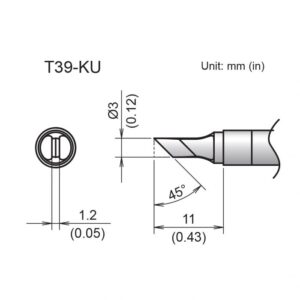 T39-KU soldering iron tip diagram.