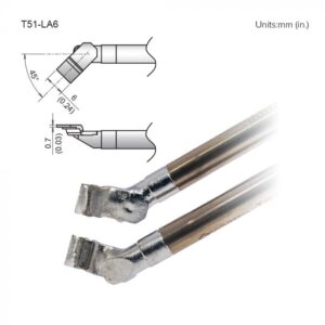 T51-LA6 soldering iron tips, 45 angle.