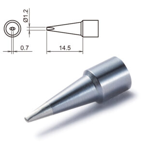 Soldering iron tip with dimensions.