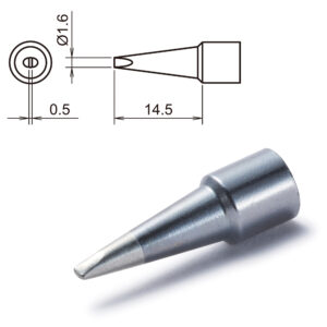 Here's an alt tag for the image: Soldering iron tip, 14.5mm long.