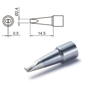 Soldering iron tip with dimensions.