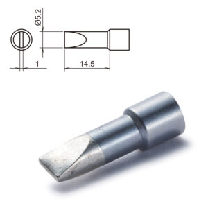 Soldering iron tip with dimensions.