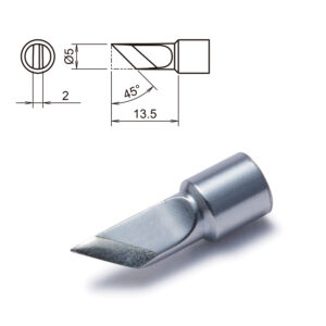 Here's an alt tag for the image: Soldering iron tip, 45-degree angle.